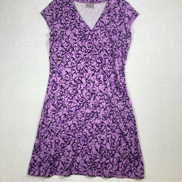 Athleta Women’s A-Line Mini Dress Faux Wrap V-Neck Cap Sleeve MP Purple - Picture 1 of 11